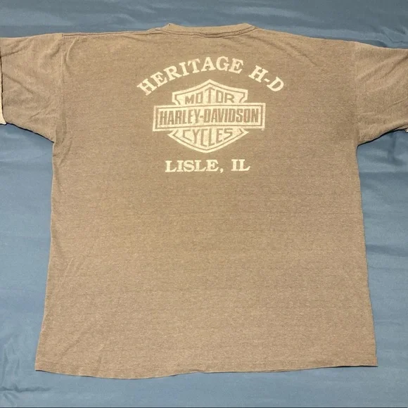 Vintage Harley Davidson Motorcycle T-shirt Mens X-Large Gray Heritage Lisle IL - Picture 8 of 16